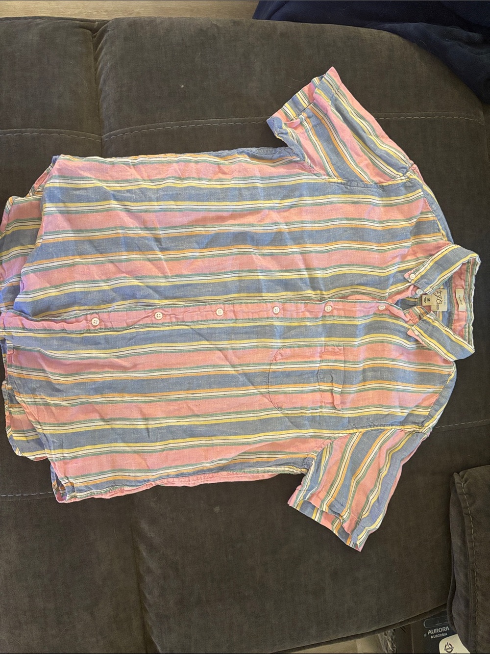 J. Crew Pastel Multicolor Striped Short-Sleeve Button-Down Shirt
